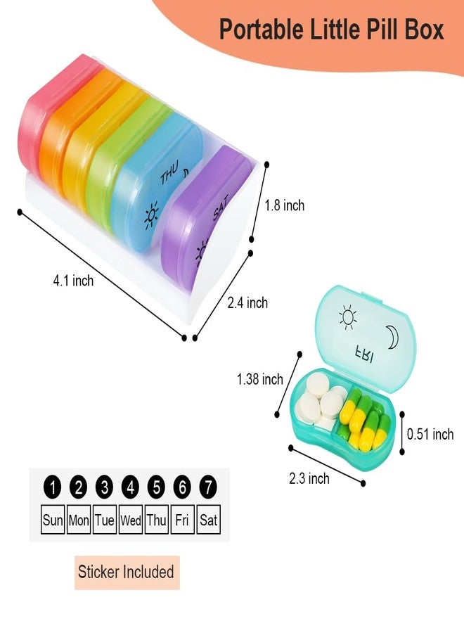 HRX Package Little Daily Pill Box Case AM PM for 7 Day, Small Pocket Purse Pills Holder, Cute Drug Organizer Container 2 Times a Day - Image 4